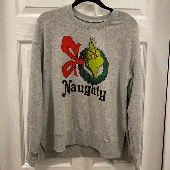 Universal Sweaters - *NWT Grey Grinch Naughty pullover Sweatshirt size large